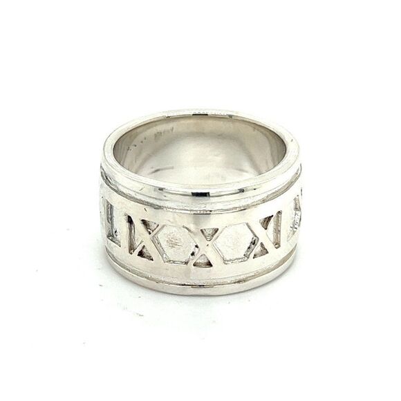 Tiffany & Co Estate Atlas Ring Size 4 Silver 11 mm TIF499 - Picture 1 of 7